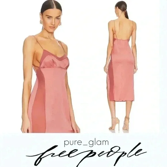 Free People City Cool Midi Slip Dress Venetian Red Size L NWT $98 GORGEOUS - Picture 15 of 16